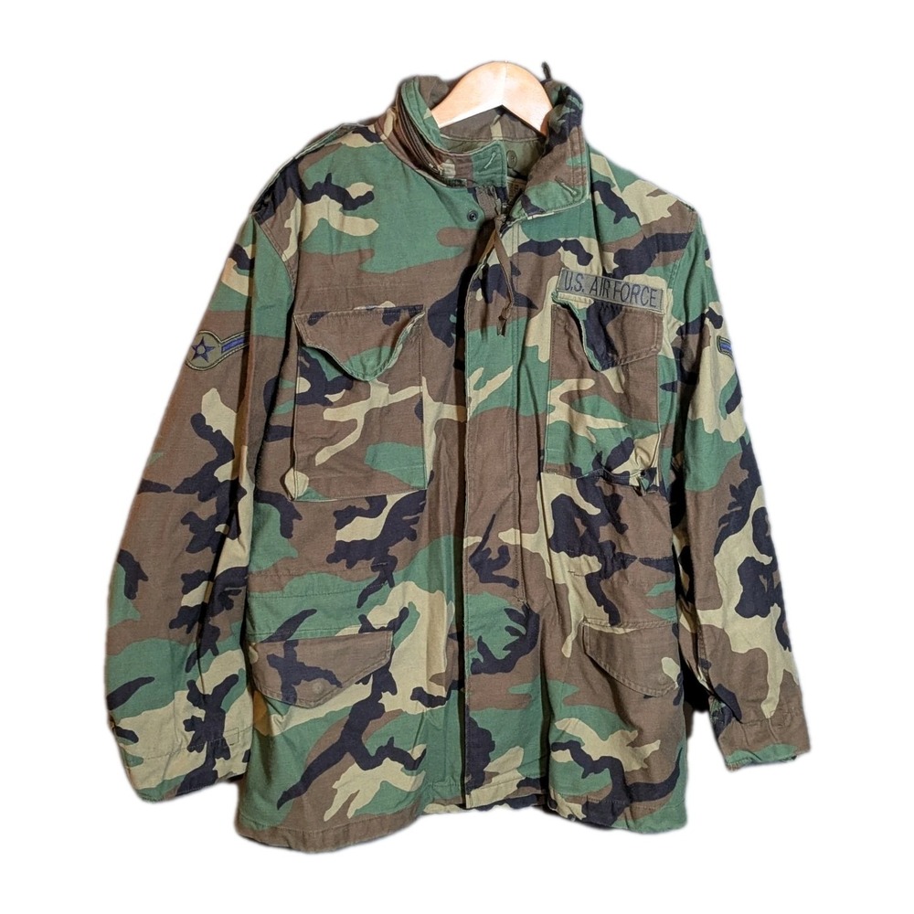 USAF M-65 Field Jacket Medium Long Woodland Camo Military Surplus‎ Cold Weather
